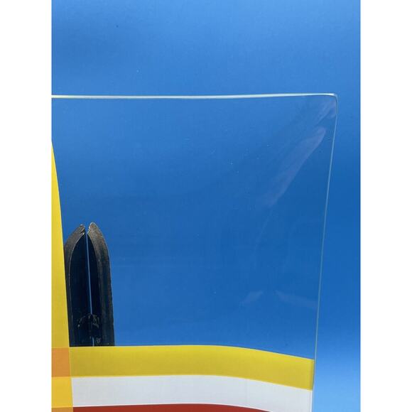 Georges Briard Serving Tray Glass MCM Signed Cabana Orange Sloped 9.75” RARE